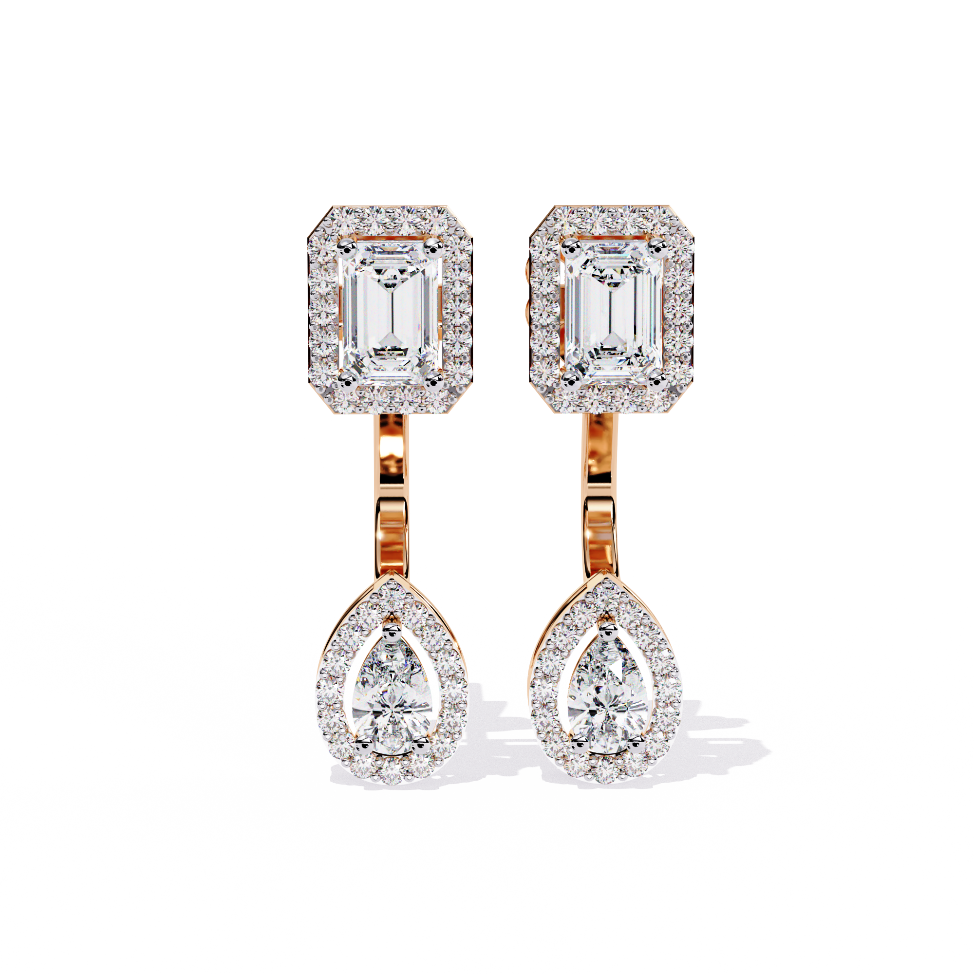 Buy Emerald Teardrop Natural Diamond Earring |Solitairekart